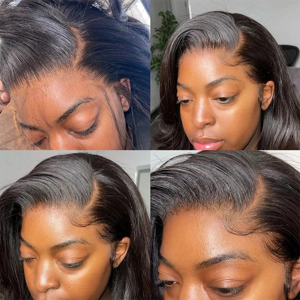 Peruca de Cabelo Humano Liso Bone Straight com Renda Frontal 13x4 ou 13x6, Fácil de Usar, Sem Cola, Estilo Brasileiro, com Fecho de Renda 4x4, 5x5 ou 6x4 para Mulheres.
