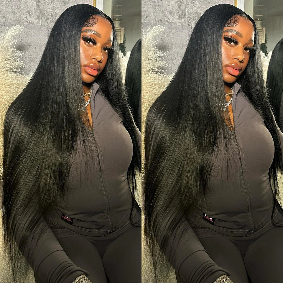 Peruca de Cabelo Humano Liso Bone Straight com Renda Frontal 13x4 ou 13x6, Fácil de Usar, Sem Cola, Estilo Brasileiro, com Fecho de Renda 4x4, 5x5 ou 6x4 para Mulheres.