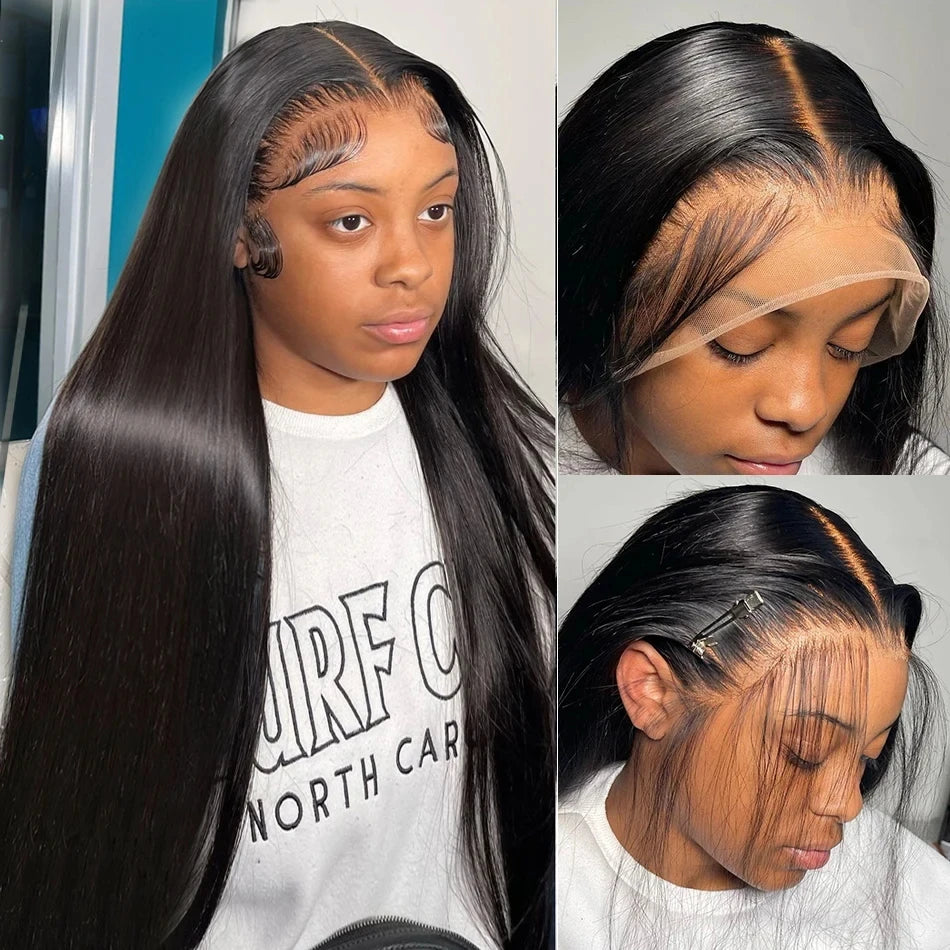 Peruca de Cabelo Humano Liso Bone Straight com Renda Frontal 13x4 ou 13x6, Fácil de Usar, Sem Cola, Estilo Brasileiro, com Fecho de Renda 4x4, 5x5 ou 6x4 para Mulheres.