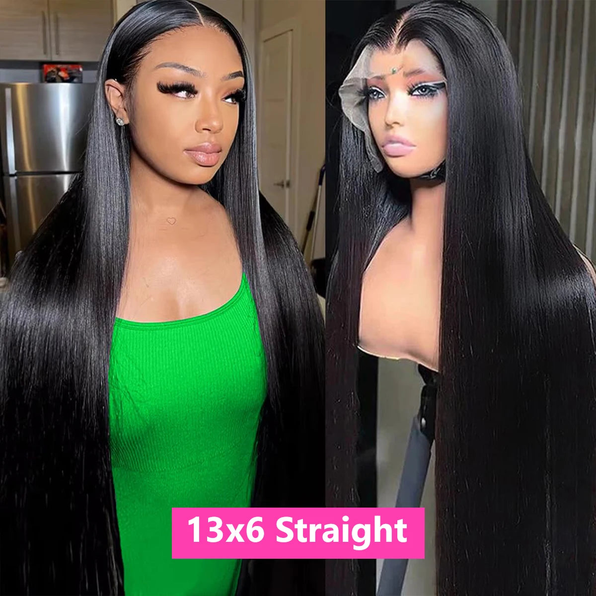 Peruca de Cabelo Humano Liso Bone Straight com Renda Frontal 13x4 ou 13x6, Fácil de Usar, Sem Cola, Estilo Brasileiro, com Fecho de Renda 4x4, 5x5 ou 6x4 para Mulheres.