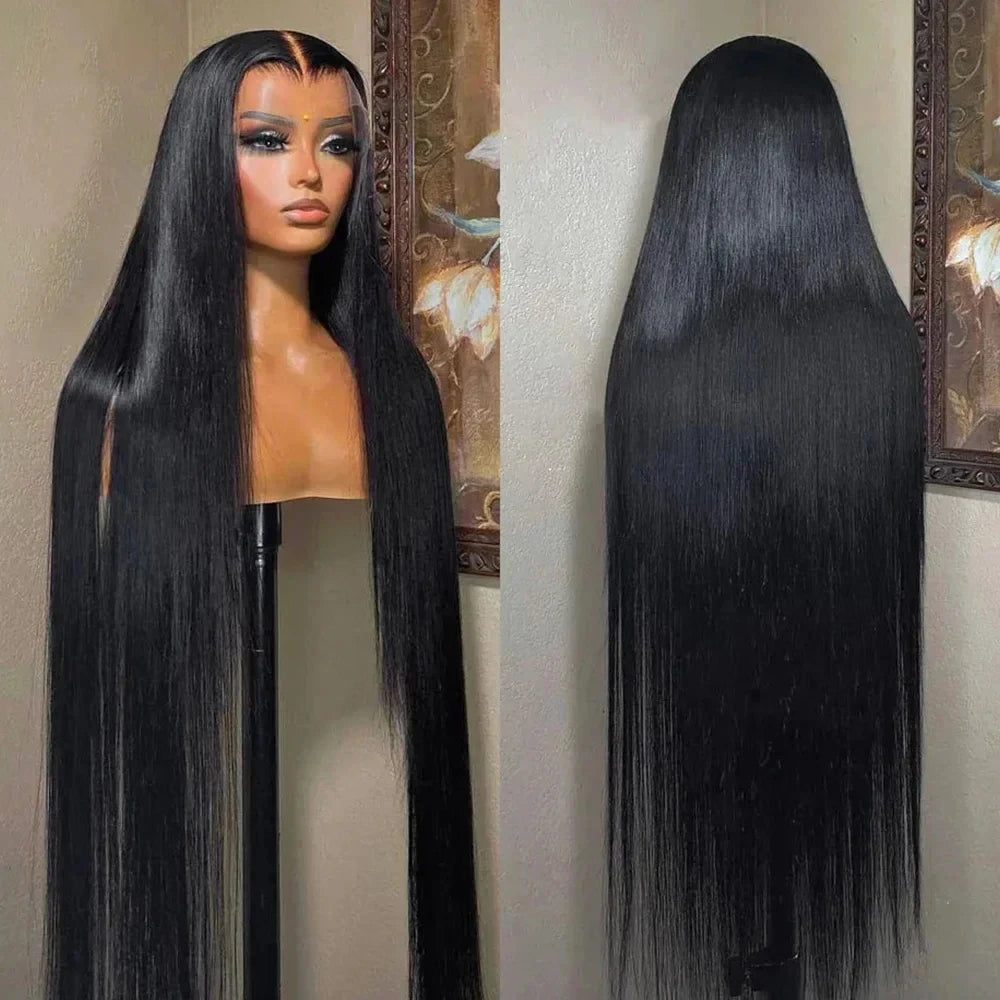 Peruca de Cabelo Humano Liso Bone Straight com Renda Frontal 13x4 ou 13x6, Fácil de Usar, Sem Cola, Estilo Brasileiro, com Fecho de Renda 4x4, 5x5 ou 6x4 para Mulheres.