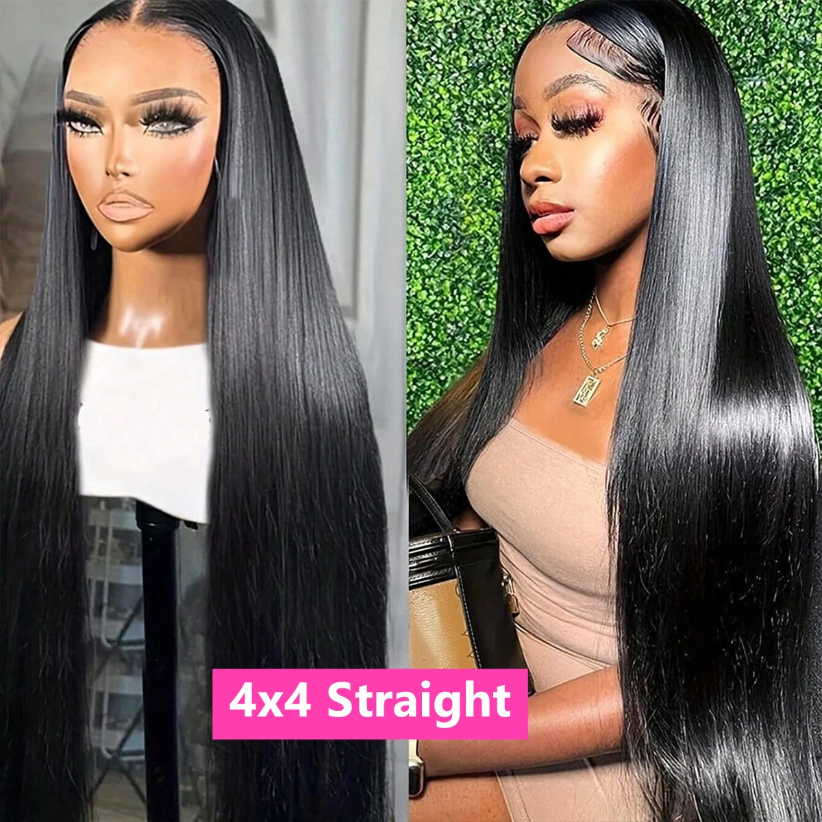 Peruca de Cabelo Humano Liso Bone Straight com Renda Frontal 13x4 ou 13x6, Fácil de Usar, Sem Cola, Estilo Brasileiro, com Fecho de Renda 4x4, 5x5 ou 6x4 para Mulheres.