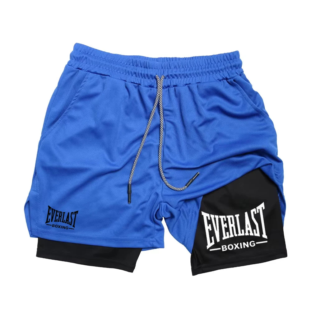Calções de Compressão Masculinos EVERLAST – Dupla Camada, Secagem Rápida, Perfeitos para Ginásio, Basquetebol e Fitness