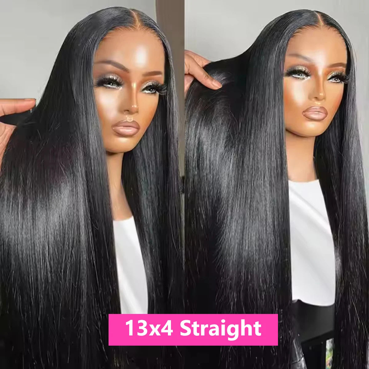 Peruca de Cabelo Humano Liso Bone Straight com Renda Frontal 13x4 ou 13x6, Fácil de Usar, Sem Cola, Estilo Brasileiro, com Fecho de Renda 4x4, 5x5 ou 6x4 para Mulheres.
