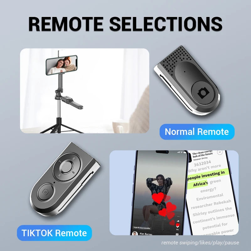 FANGTUOSI bastão de selfie sem fios 1750mm — tripé dobrável/monopé com luz LED para smartphones, gravação estável e transmissões ao vivo.
