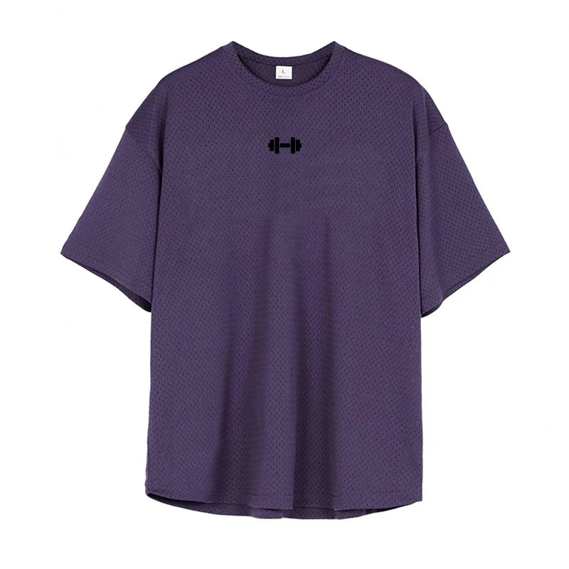 T-shirt Masculina Oversized – Confortável, Respirável e de Secagem Rápida para Ginásio, Musculação e Fitness
