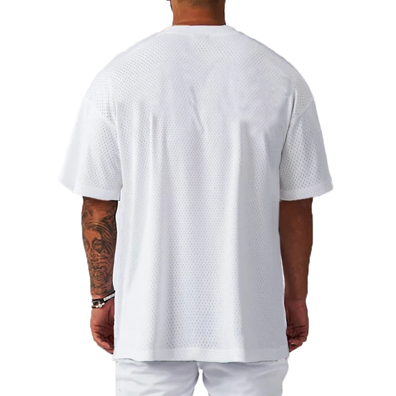 T-shirt Masculina Oversized – Confortável, Respirável e de Secagem Rápida para Ginásio, Musculação e Fitness