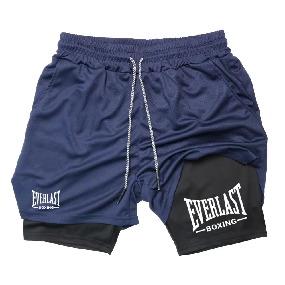 Calções de Compressão Masculinos EVERLAST – Dupla Camada, Secagem Rápida, Perfeitos para Ginásio, Basquetebol e Fitness