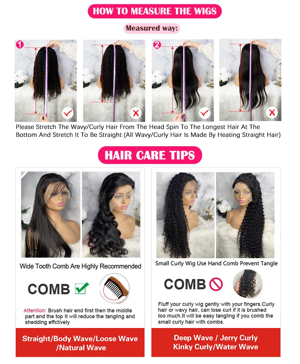 Peruca de Cabelo Humano Ondulado “Deep Wave” Castanho Chocolate 200% Densidade – 30 a 38 Polegadas, Renda Transparente Frontal 13x6