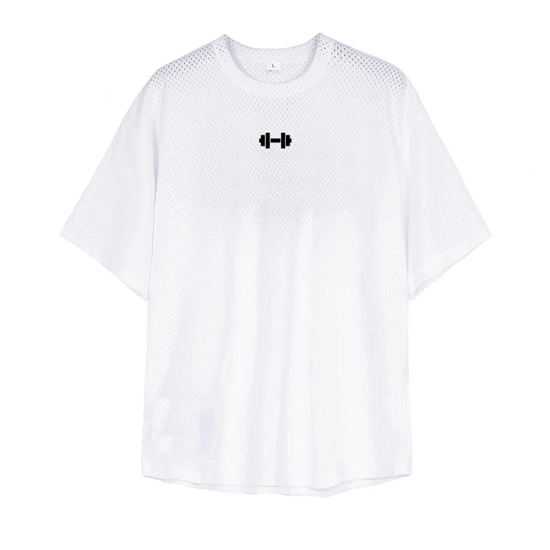 T-shirt Masculina Oversized – Confortável, Respirável e de Secagem Rápida para Ginásio, Musculação e Fitness