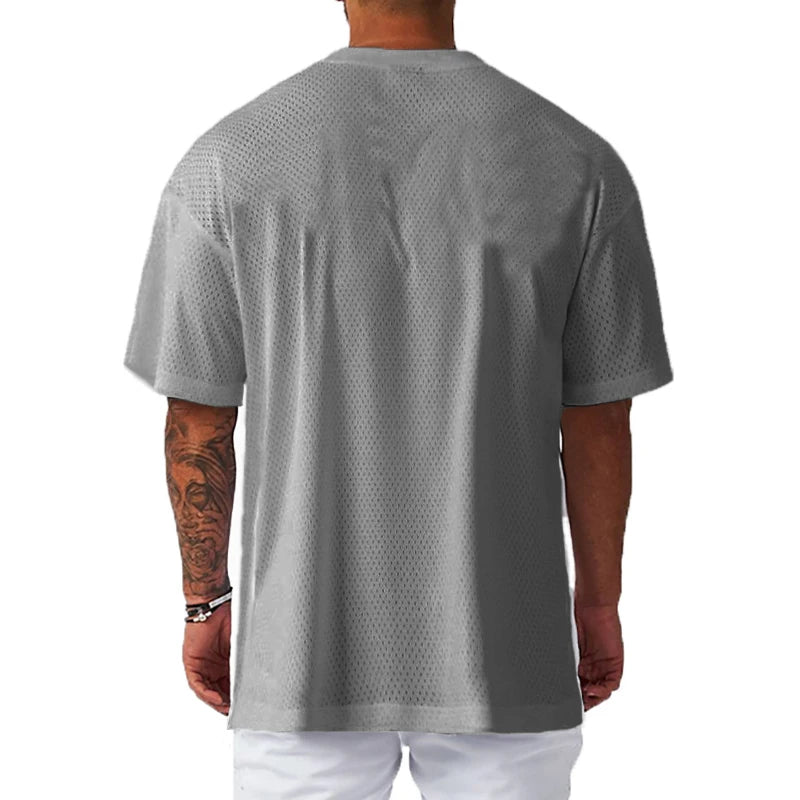 T-shirt Masculina Oversized – Confortável, Respirável e de Secagem Rápida para Ginásio, Musculação e Fitness