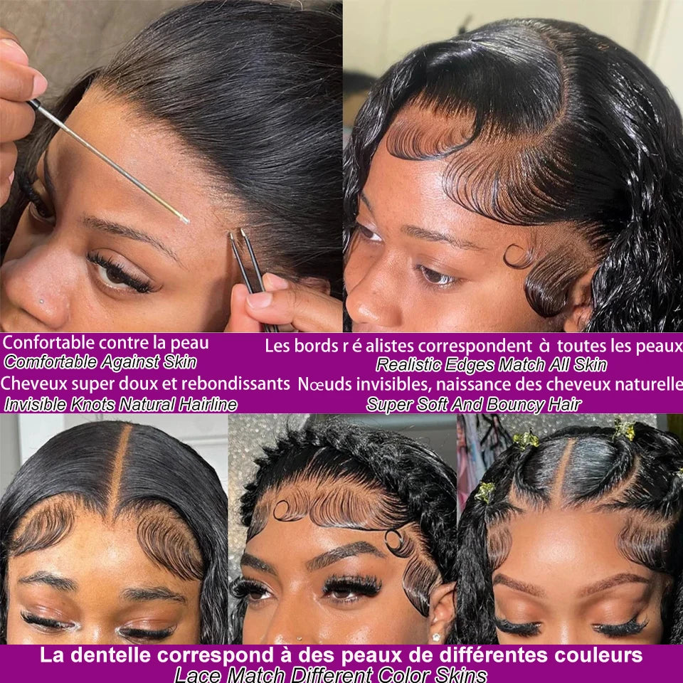 Peruca de Cabelo Humano Liso Bone Straight com Renda Frontal 13x4 ou 13x6, Fácil de Usar, Sem Cola, Estilo Brasileiro, com Fecho de Renda 4x4, 5x5 ou 6x4 para Mulheres.