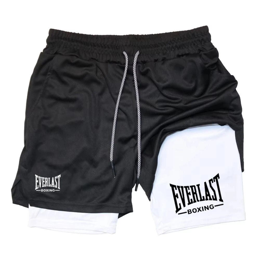Calções de Compressão Masculinos EVERLAST – Dupla Camada, Secagem Rápida, Perfeitos para Ginásio, Basquetebol e Fitness