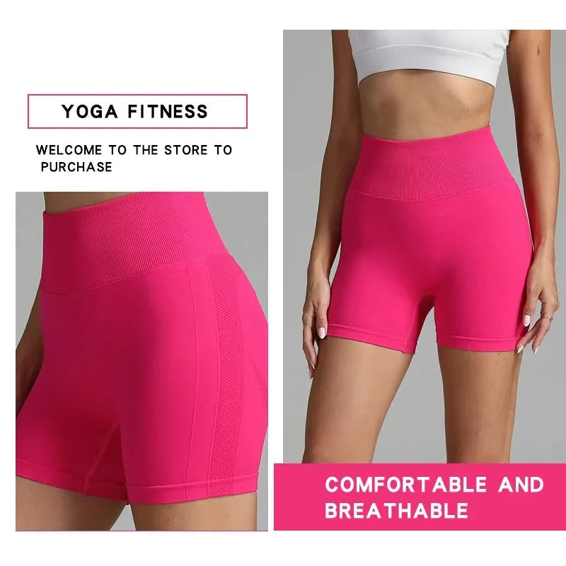 Shorts femininos, para esportes, ciclismo, corrida e fitness. Shorts de cintura alta com efeito push-up para ginásio.