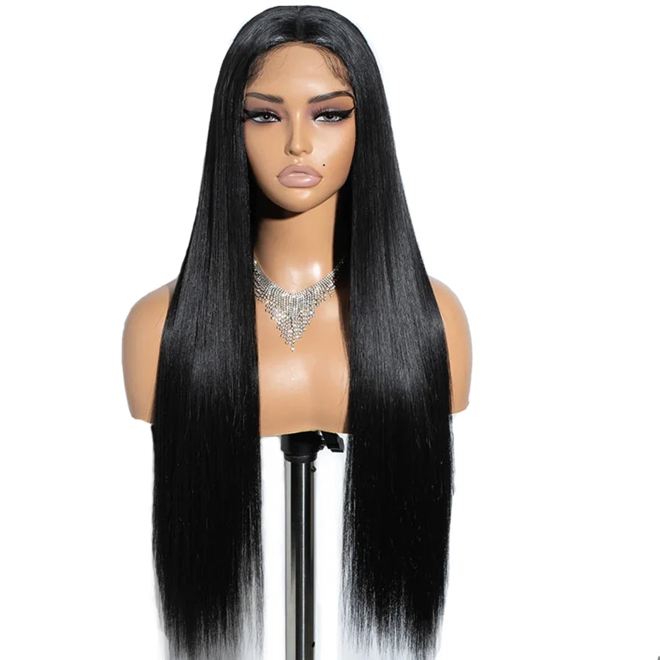 Peruca de Cabelo Humano Liso Bone Straight com Renda Frontal 13x4 ou 13x6, Fácil de Usar, Sem Cola, Estilo Brasileiro, com Fecho de Renda 4x4, 5x5 ou 6x4 para Mulheres.