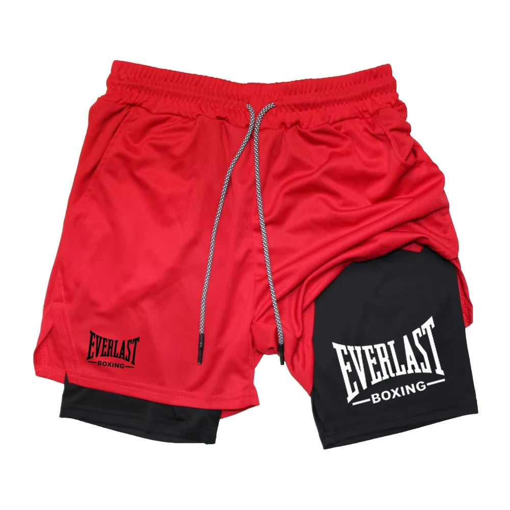 Calções de Compressão Masculinos EVERLAST – Dupla Camada, Secagem Rápida, Perfeitos para Ginásio, Basquetebol e Fitness