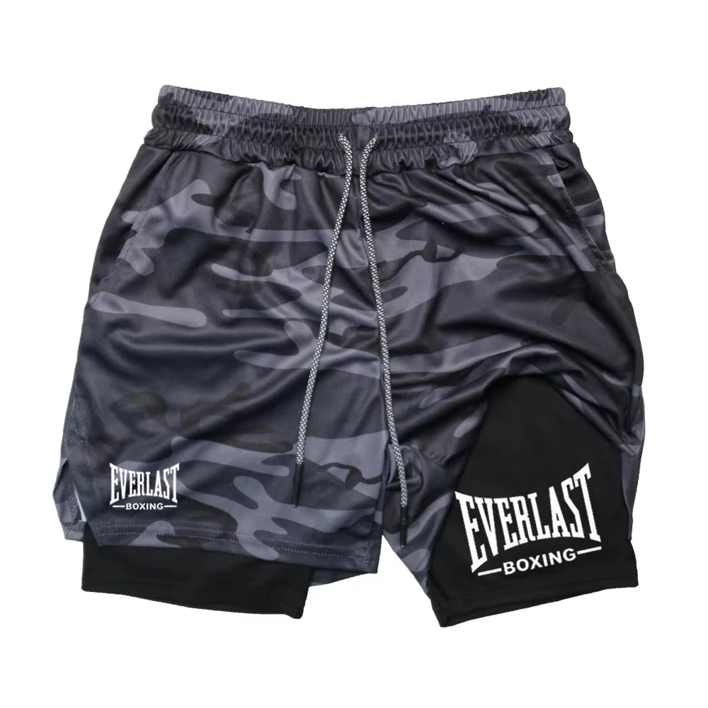 Calções de Compressão Masculinos EVERLAST – Dupla Camada, Secagem Rápida, Perfeitos para Ginásio, Basquetebol e Fitness