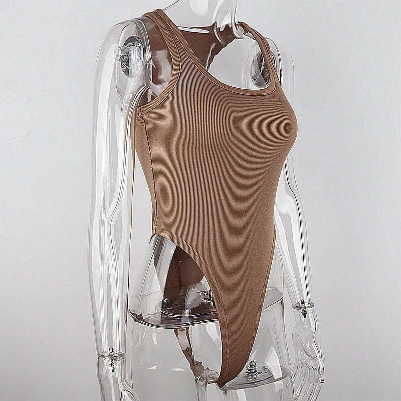 Body sem Mangas em Malha – Verão, Sexy, Bodycon, Ombros Descobertos, Estilo Halter, Casual e Streetwear para Mulher, Ideal para Clube