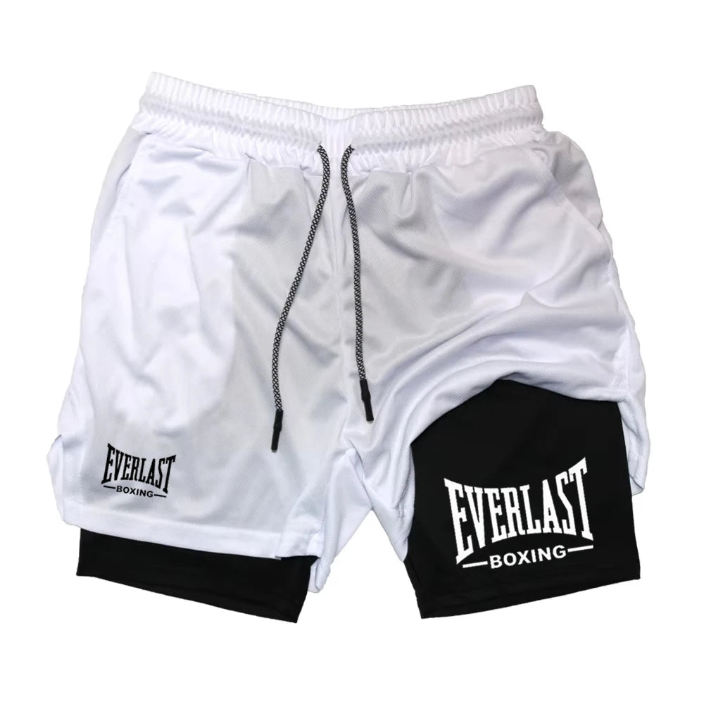 Calções de Compressão Masculinos EVERLAST – Dupla Camada, Secagem Rápida, Perfeitos para Ginásio, Basquetebol e Fitness