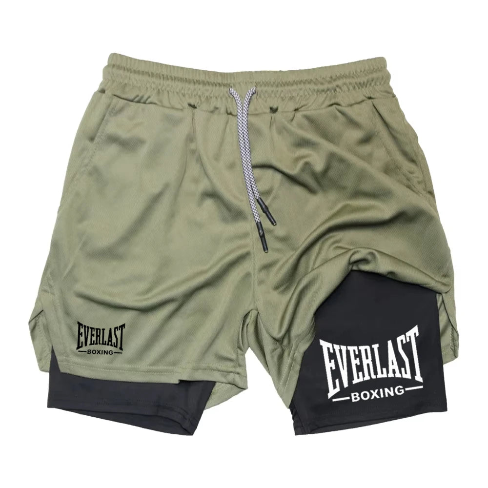 Calções de Compressão Masculinos EVERLAST – Dupla Camada, Secagem Rápida, Perfeitos para Ginásio, Basquetebol e Fitness