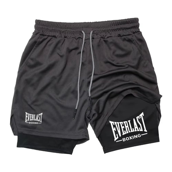 Calções de Compressão Masculinos EVERLAST – Dupla Camada, Secagem Rápida, Perfeitos para Ginásio, Basquetebol e Fitness