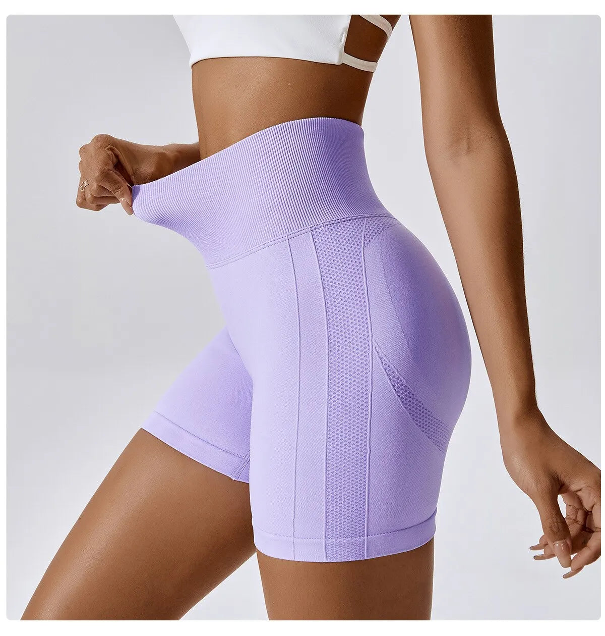 Shorts femininos, para esportes, ciclismo, corrida e fitness. Shorts de cintura alta com efeito push-up para ginásio.