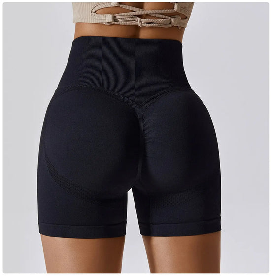Shorts Femininos Fitness Push-Up de Cintura Alta