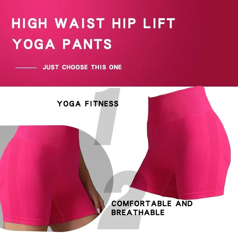 Shorts femininos, para esportes, ciclismo, corrida e fitness. Shorts de cintura alta com efeito push-up para ginásio.