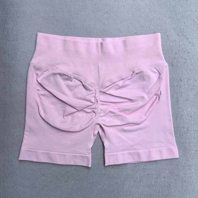 Conjunto Fitness Feminino 2 Peças – Top Ajustável Sem Costuras e Calções Scrunch, Ideal para Yoga, Ginásio e Treinos de Verão